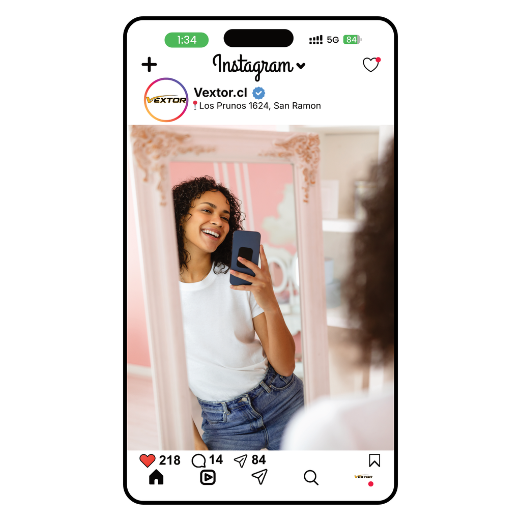 Espejo Instagrameable Personalizado con tu @Usuario — 90 × 50 cm