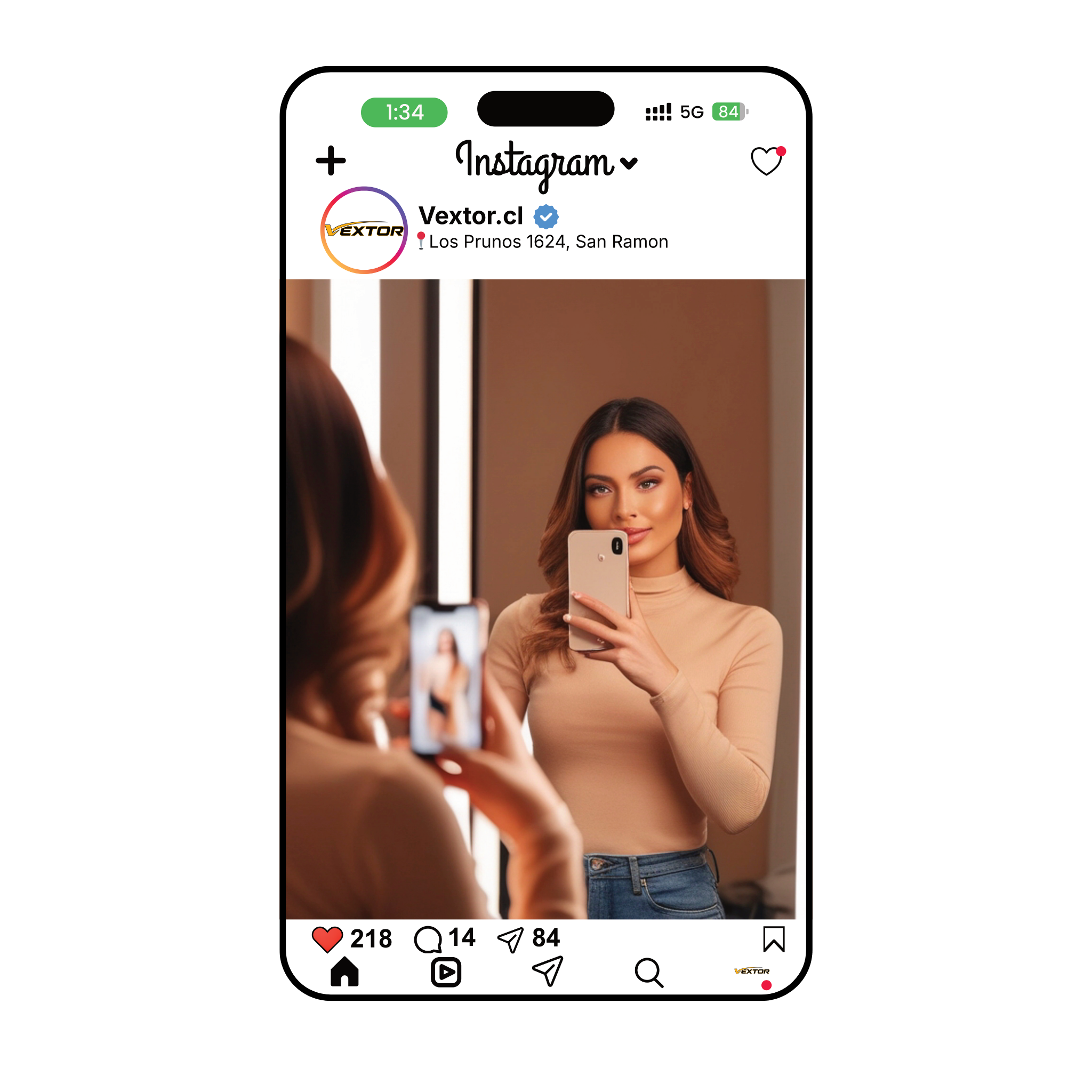 Espejo Instagrameable Personalizado con tu @Usuario — 90 × 50 cm