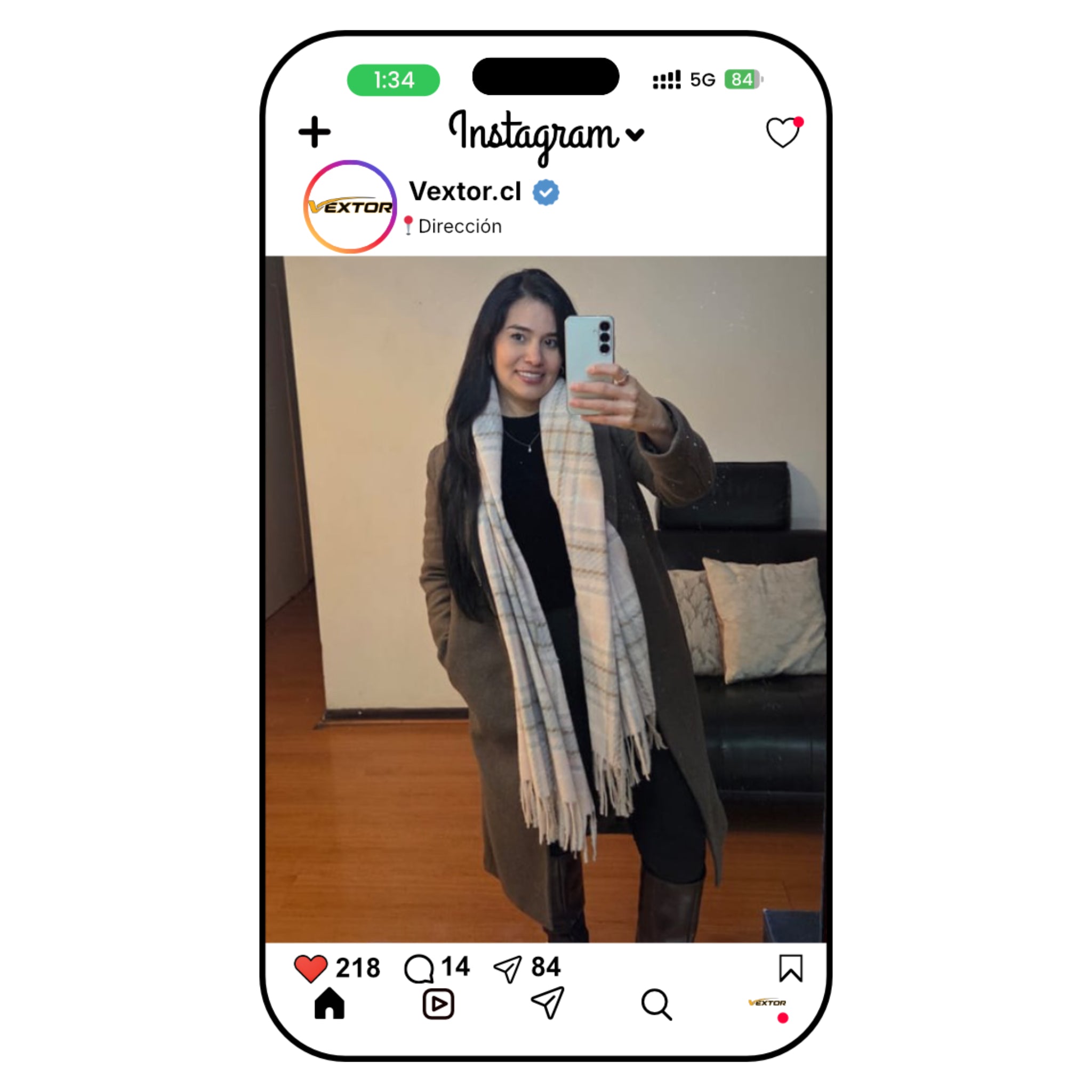 Espejo Instagram Personalizado con tu @Usuario 90 × 50 cm